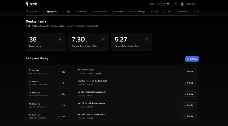#服务器 #白嫖 Cyclic - 一个免费的部署和托管服务的平台Cyclic 为所有应用程序提供 1GB 的 AWS S3 文件对象存储以及 1GB 的 AWS DynamoDB NoSQL 数据库，免费用户可以创建一个应用程序支持一键部署 GitHub 仓库项目，最良心的是没有休眠、唤醒、启动或回收机制，趁现在还免费，赶紧薅起来！点击上方链接注册之后会获得 10 美元，可用于升级付费套餐📮投稿    📢频道    💬群聊    索引